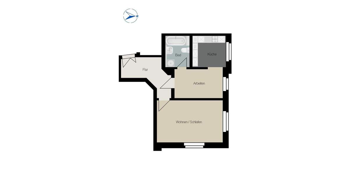 Etagenwohnung Leipzig Schönefeld-Abtnaundorf - 1 Zimmer, 48 m&sup2;, 115.000&euro; | Angebot:25735036