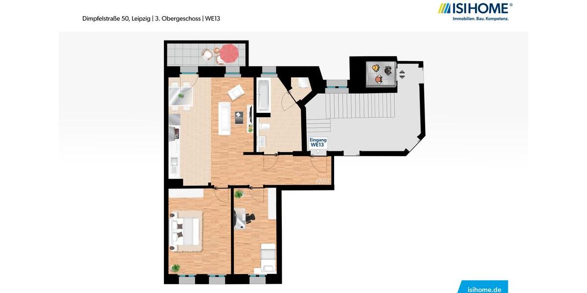 Etagenwohnung Leipzig Nordost - 3 Zimmer, 83 m&sup2;, 1.057&euro; | Angebot:25306534