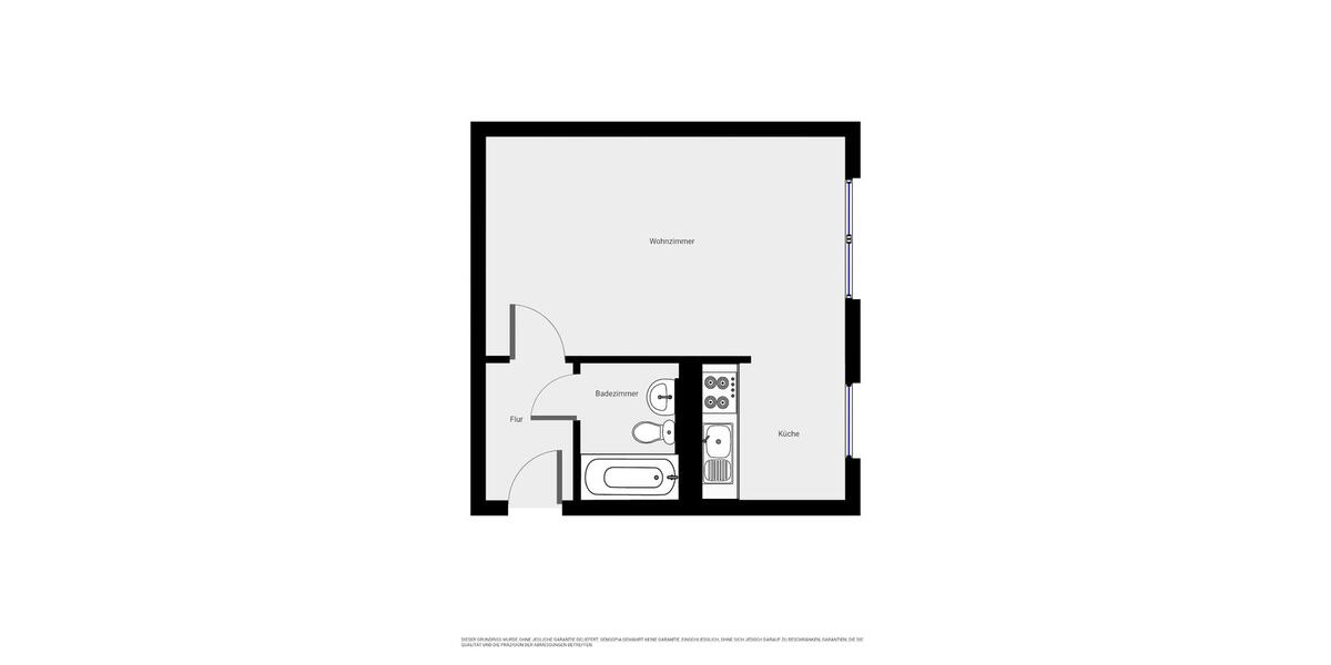 Etagenwohnung Leipzig Lausen-Grünau - 1 Zimmer, 33 m&sup2;, 328&euro; | Angebot:26299321
