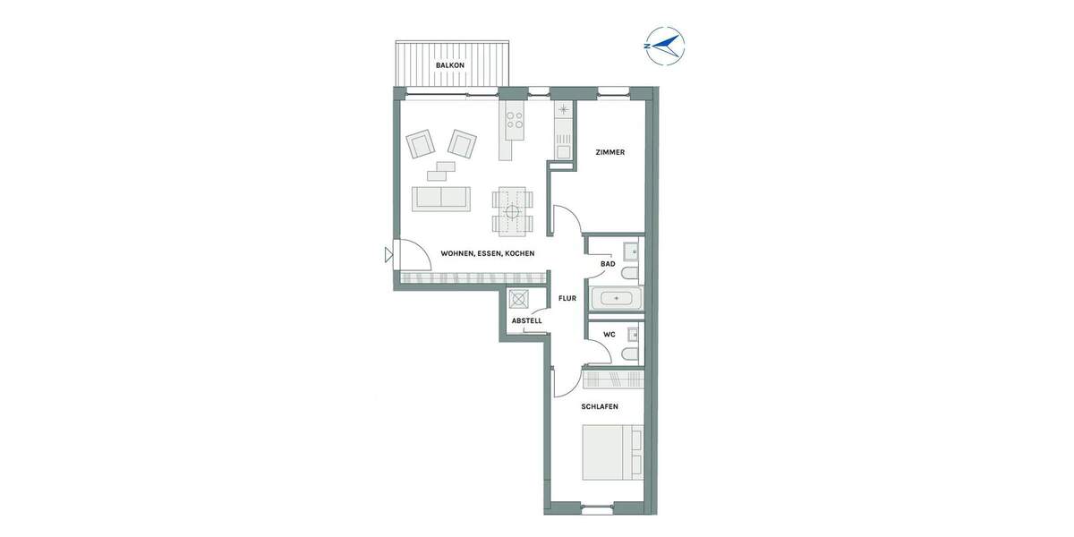 NEUBAUPROJEKT LANGE 30 - 3-Raum-Wohnung mit Balkon, klarer Raumaufteilung und zeitloser Eleganz 3 zimmer