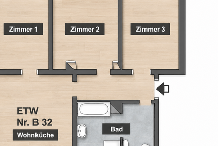 Provisionsfrei* Seenah in Zwenkau bei Leipzig - 60 m² 3 Zi. Wohnküche Bad KFZ-Stellplatz - Wohnung Zwenkau | Angebot:26498457