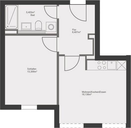 Etagenwohnung Leipzig Stötteritz - 2 Zimmer, 41 m&sup2;, 224.640&euro; | Angebot:26043583
