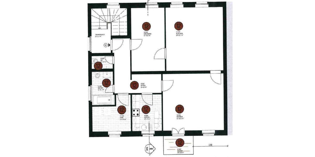 Etagenwohnung Leipzig Gohlis-Mitte - 3 Zimmer, 91 m&sup2;, 327.600&euro; | Angebot:25682458