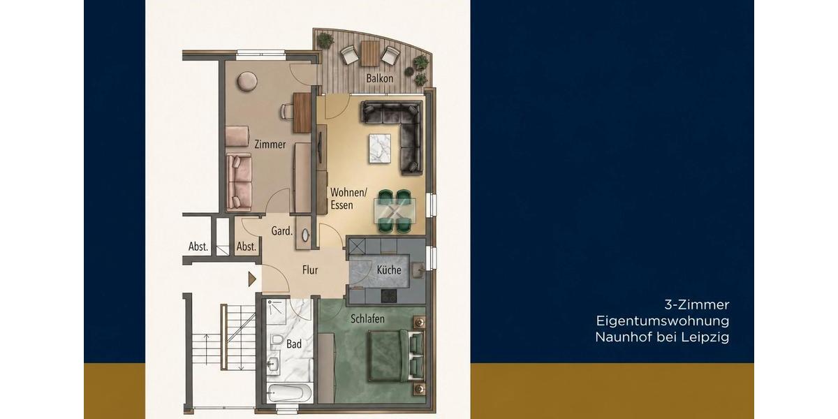 Etagenwohnung Naunhof - 3 Zimmer, 71 m&sup2;, 189.500&euro; | Angebot:27045946