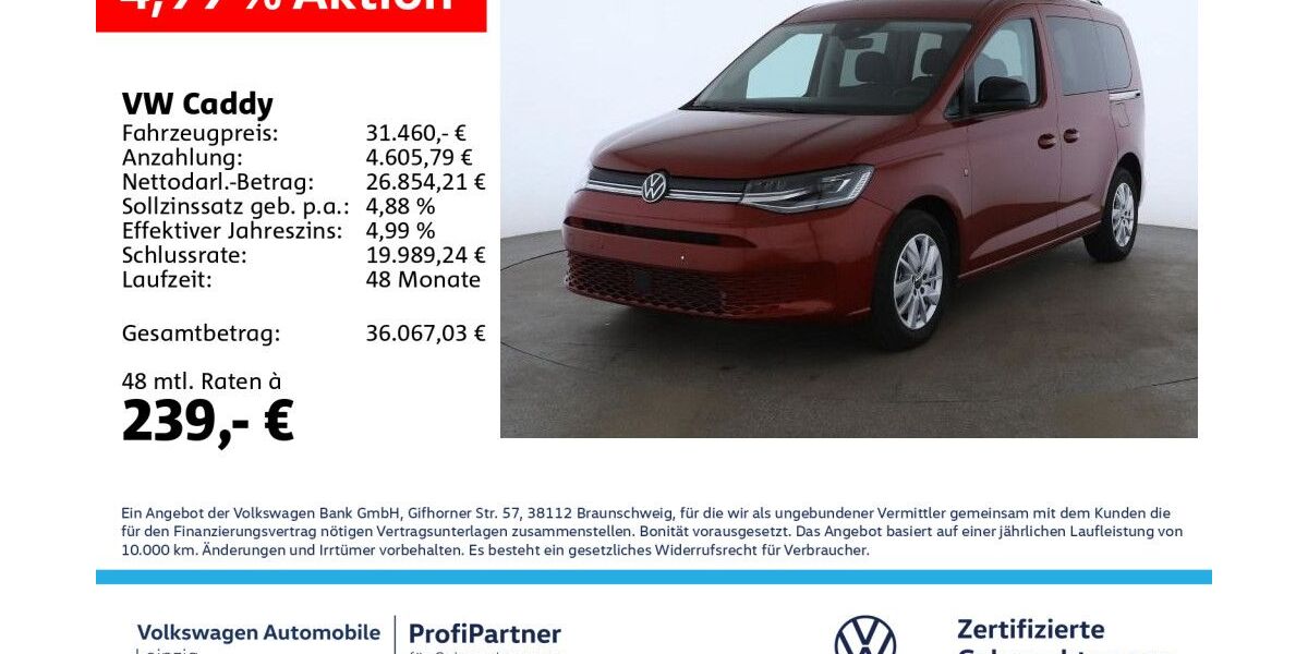 VW Caddy 23.850 km 30.980 &euro; Leipzig 04178