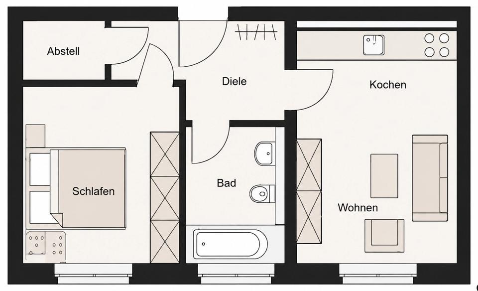 Etagenwohnung Leipzig Nordost - 2 Zimmer, 37 m&sup2;, 110.000&euro; | Angebot:27117122