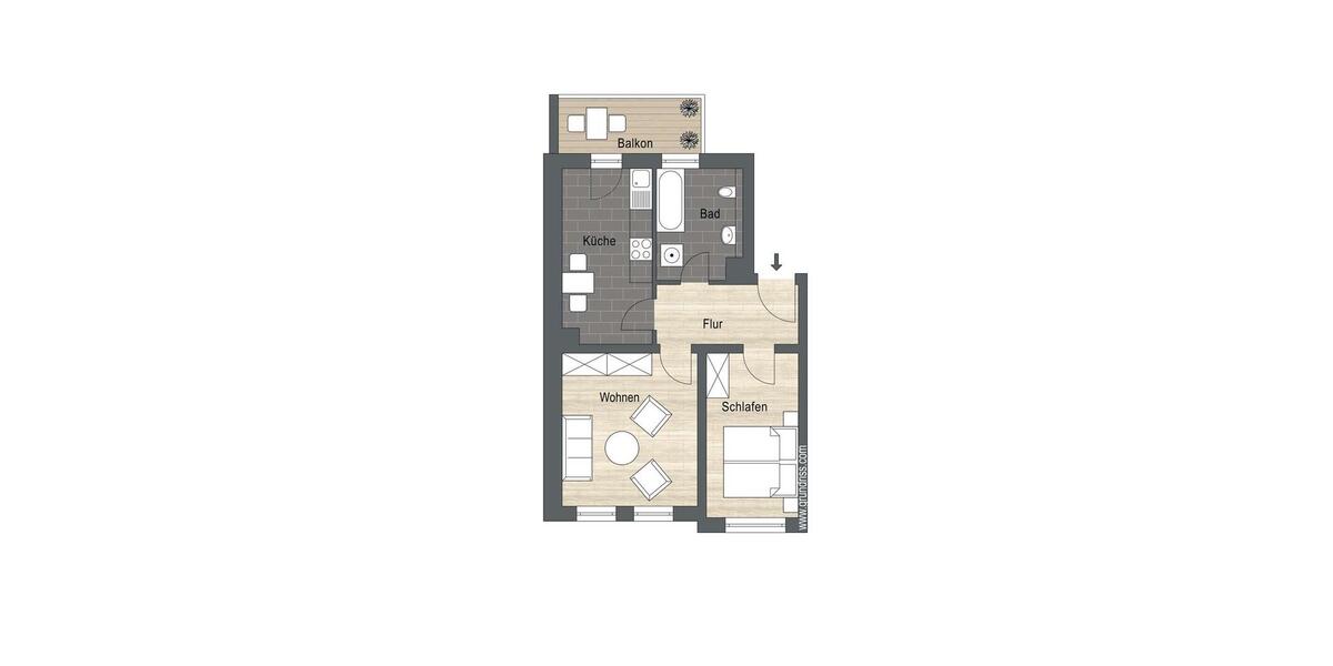 Erdgeschoßwohnung Leipzig Ost - 2 Zimmer, 50 m&sup2;, 699&euro; | Angebot:25084342