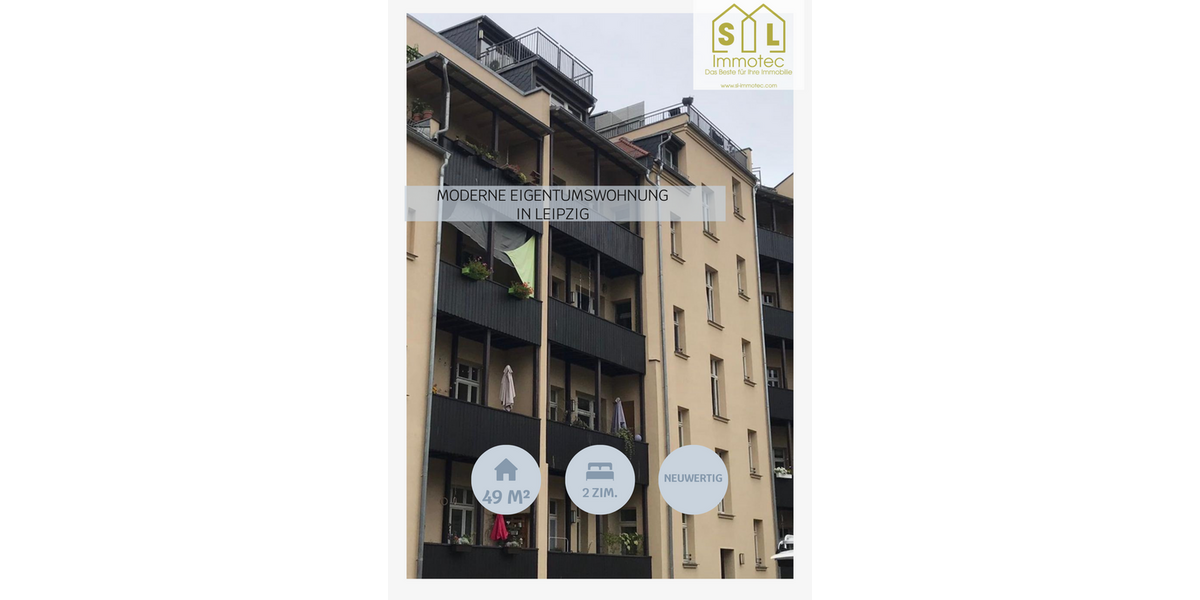 Etagenwohnung Leipzig Altwest - 2 Zimmer, 49 m&sup2;, 199.000&euro; | Angebot:25824177