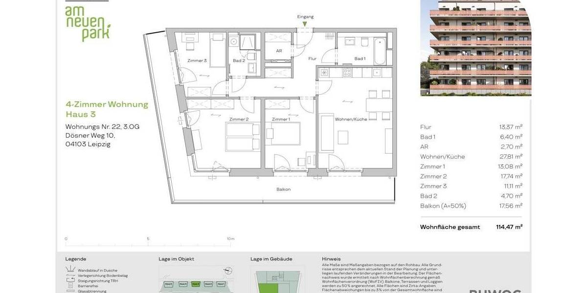 Etagenwohnung Leipzig Zentrum-Südost - 4 Zimmer, 114 m&sup2;, 597.000&euro; | Angebot:25753419