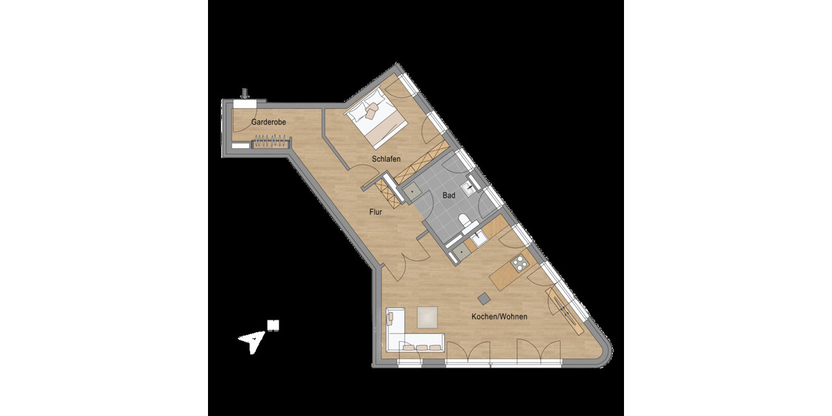 Etagenwohnung Leipzig Neustadt-Neuschönefeld - 2 Zimmer, 78 m&sup2;, 349.000&euro; | Angebot:25736524