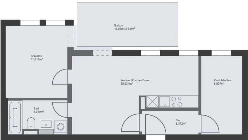 Zwischen Park & City – stilvolle Neubauwohnung mit Balkon 3 zimmer