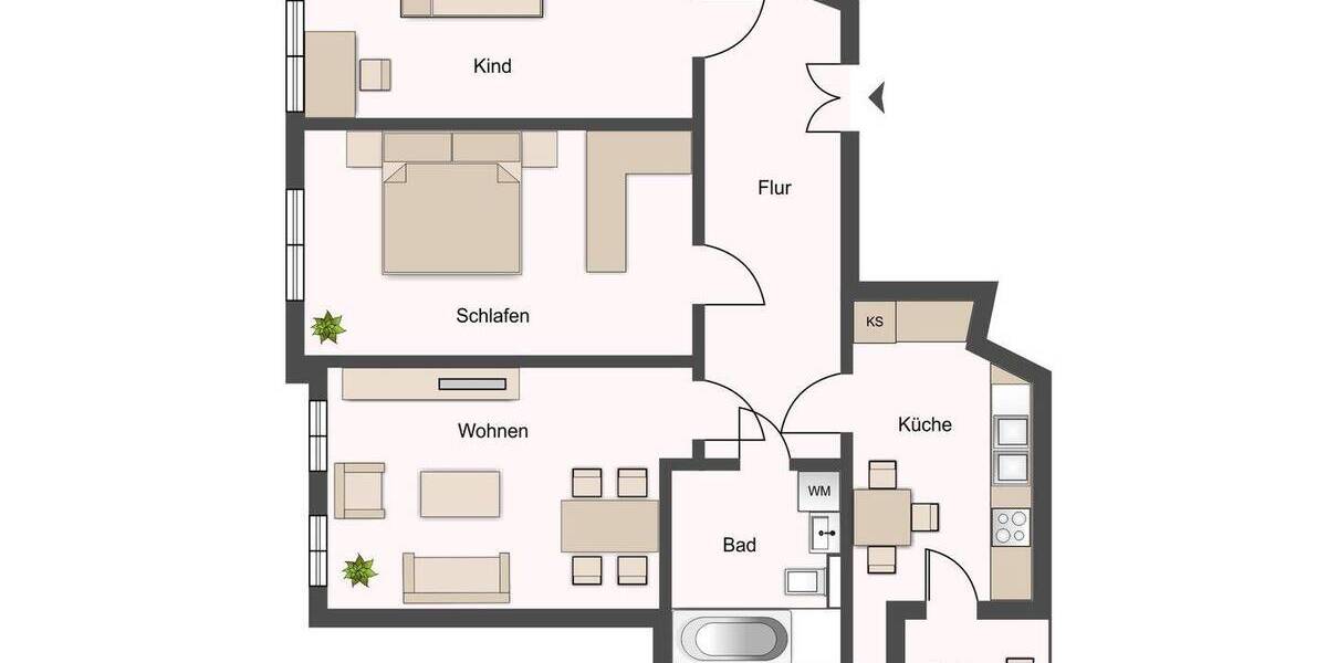 Etagenwohnung Leipzig Schönefeld-Abtnaundorf - 3 Zimmer, 79 m&sup2;, 219.000&euro; | Angebot:26815977