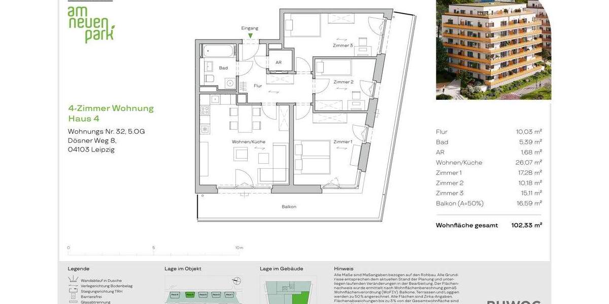 Etagenwohnung Leipzig Zentrum-Südost - 4 Zimmer, 102 m&sup2;, 567.000&euro; | Angebot:25869703