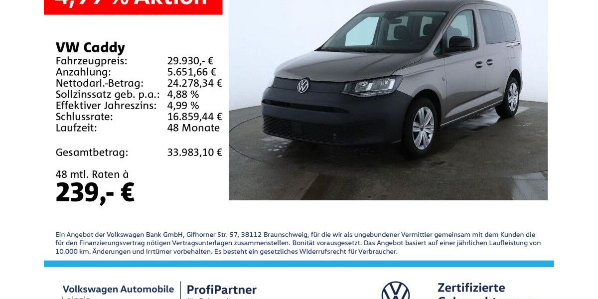 VW Caddy 11.505 km 29.930 &euro; Leipzig 04178
