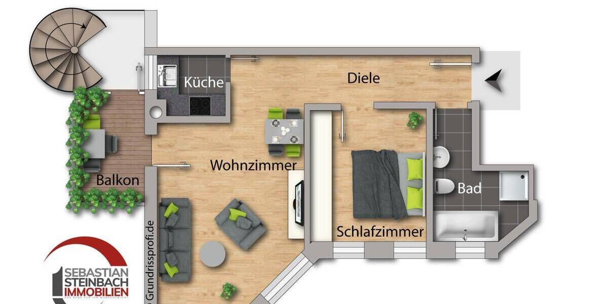 Etagenwohnung Leipzig Zentrum-Nordwest - 2 Zimmer, 60 m&sup2;, 265.000&euro; | Angebot:26572987