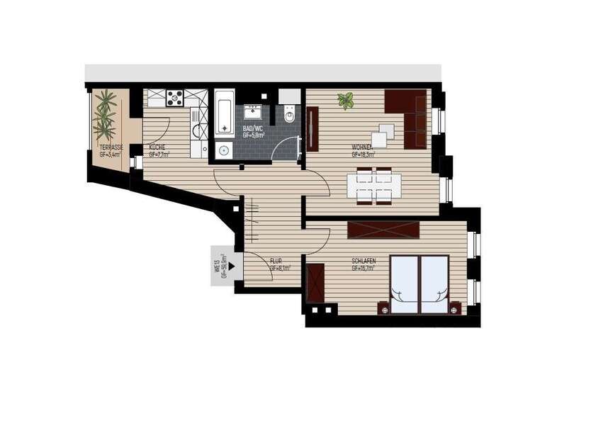 Dachgeschosswohnung im denkmalgeschützten MFH in Schönefeld 2 zimmer