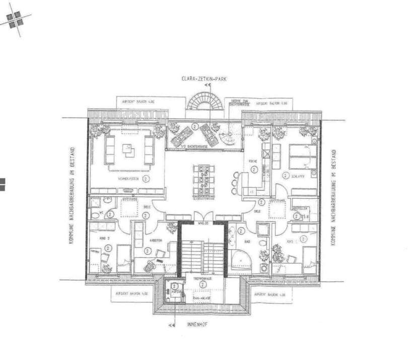 Bezugsfrei: Penthouse mit Loggia und Dachterrasse, einzigartiger Blick über den Clara-Zetkin-Park 5 zimmer