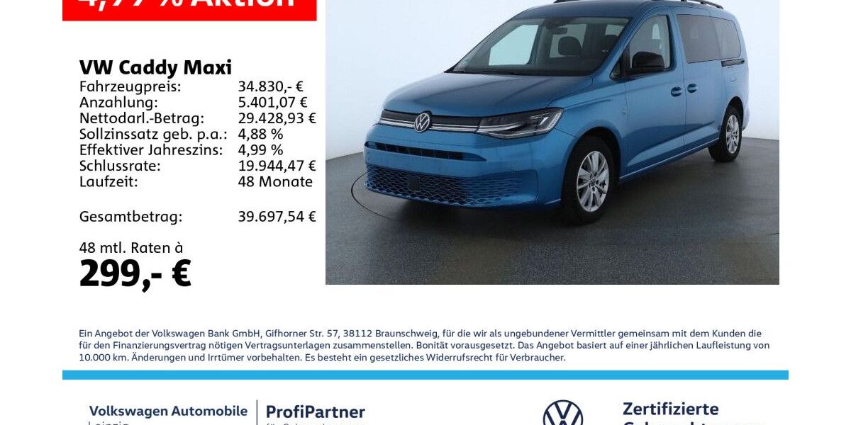 VW Caddy Maxi 25.004 km 32.760 &euro; Leipzig 04178