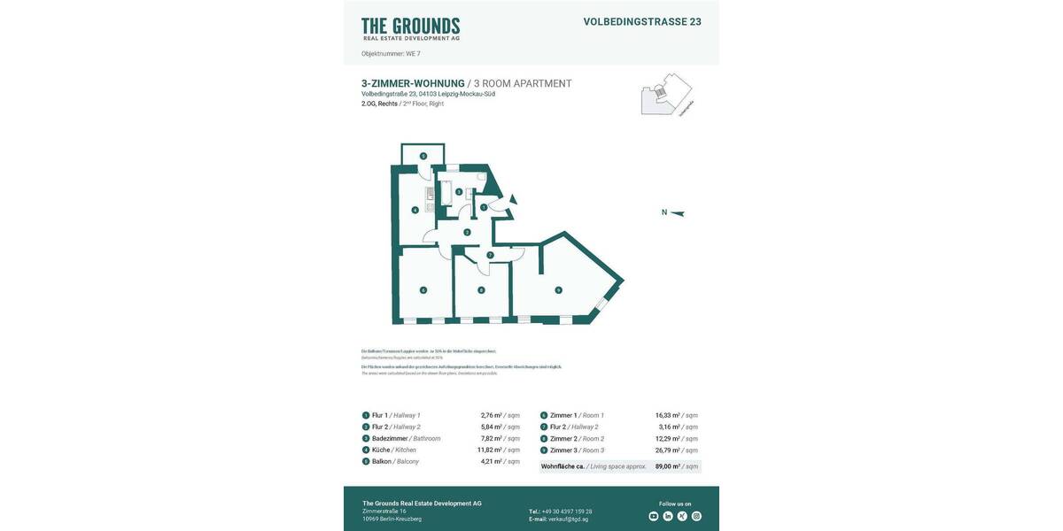 Etagenwohnung Leipzig Mockau-Nord - 3 Zimmer, 89 m&sup2;, 285.000&euro; | Angebot:25699397