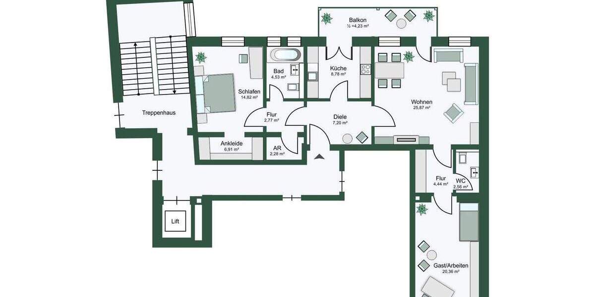 Etagenwohnung Leipzig Zentrum-Nord - 3 Zimmer, 101 m&sup2;, 395.000&euro; | Angebot:25740207