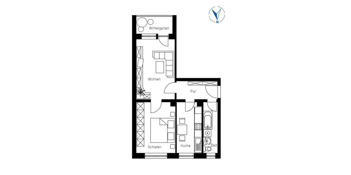 Etagenwohnung Leipzig Gohlis-Nord - 2 Zimmer, 52 m&sup2;, 110.000&euro; | Angebot:24809624