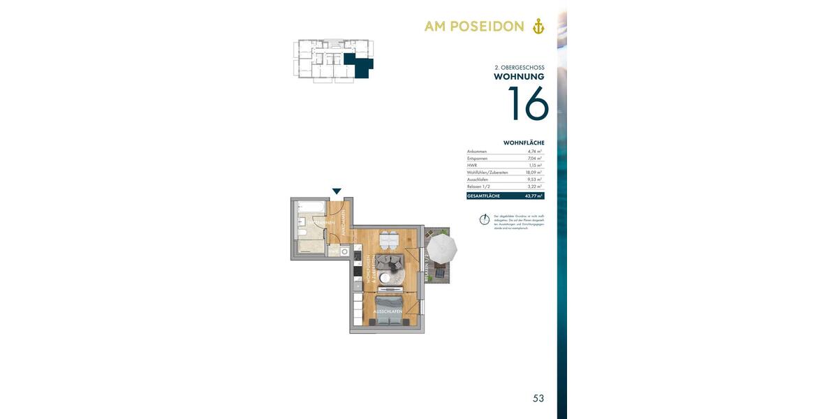 Etagenwohnung Markkleeberg - 2 Zimmer, 44 m&sup2;, 788&euro; | Angebot:26269515