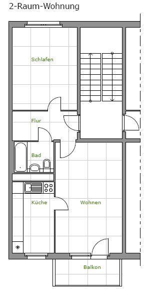 Etagenwohnung Leipzig Lausen-Grünau - 2 Zimmer, 56 m&sup2;, 465&euro; | Angebot:25976334