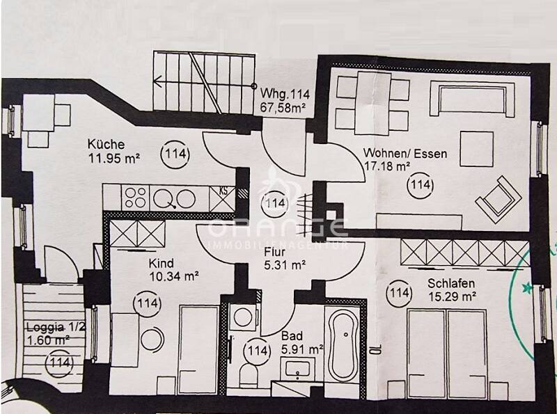 Etagenwohnung Leipzig / Eutritzsch Eutritzsch - 3 Zimmer, 67 m&sup2;, 210.000&euro; | Angebot:26217896