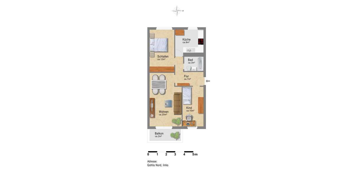 3-Raum-Wohnung mit Balkon - Appartement Leipzig Gohlis-Nord | Angebot:10944601