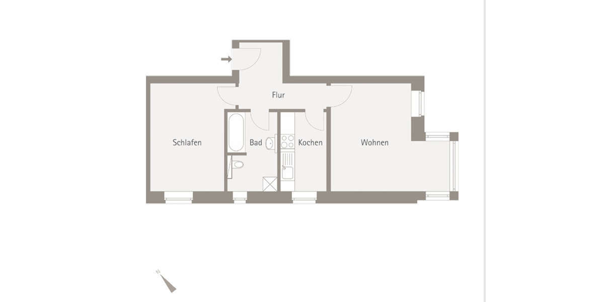 Etagenwohnung Leipzig Schönefeld-Abtnaundorf - 2 Zimmer, 52 m&sup2;, 587&euro; | Angebot:26257994