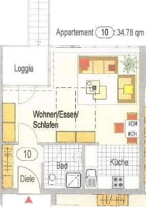 Erdgeschoßwohnung Leipzig Ost - 1 Zimmer, 35 m&sup2;, 348&euro; | Angebot:26233934