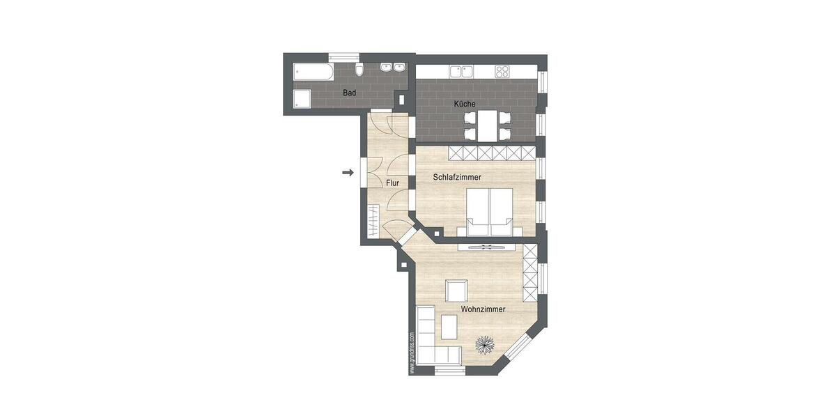 Etagenwohnung Leipzig Altwest - 2 Zimmer, 76 m&sup2;, 999&euro; | Angebot:26381464