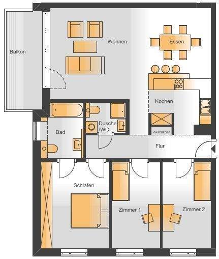Etagenwohnung Zwenkau Kotzschbar - 4 Zimmer, 108 m&sup2;, 1.499&euro; | Angebot:25702985