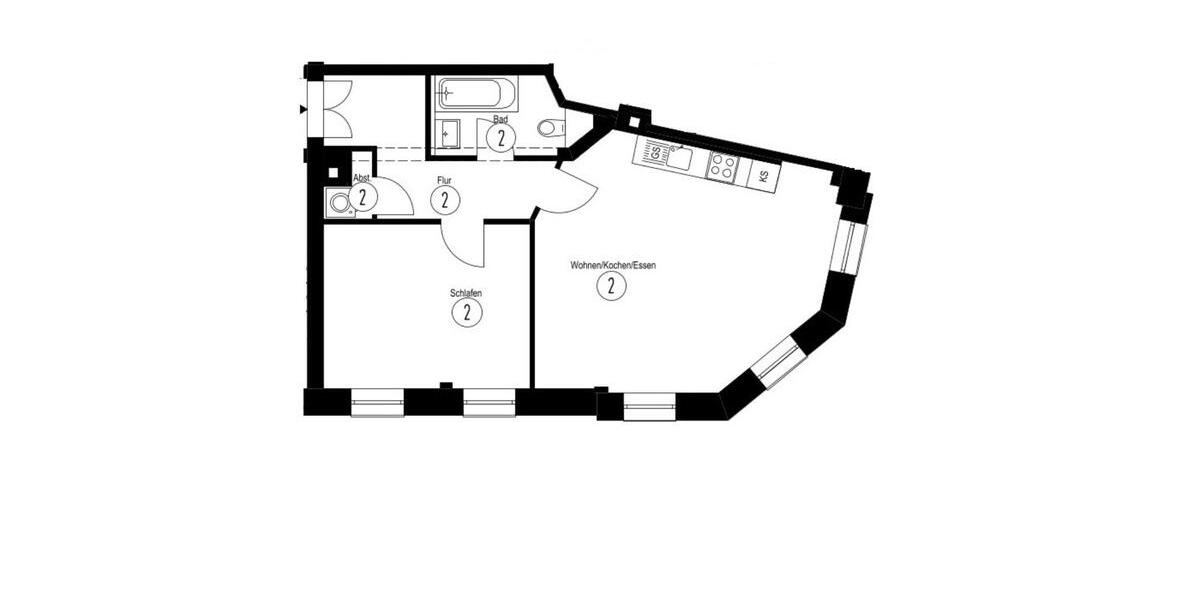 Erdgeschoßwohnung Leipzig Süd - 2 Zimmer, 55 m&sup2;, 746&euro; | Angebot:25900040