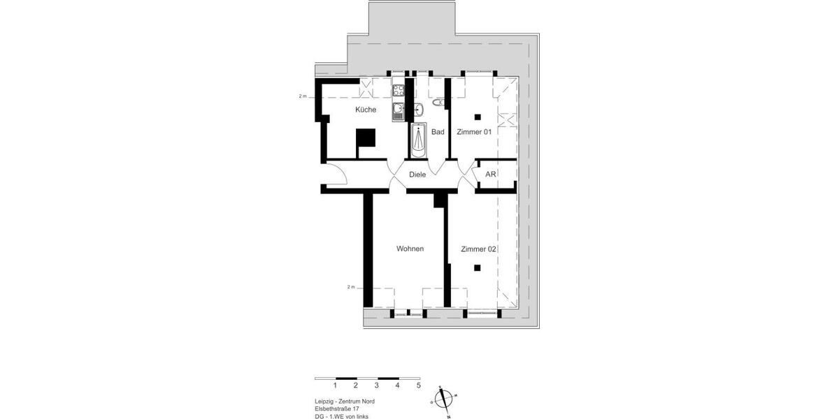 Dachgeschoßwohnung Leipzig Mitte - 3 Zimmer, 72 m&sup2;, 553&euro; | Angebot:25871102
