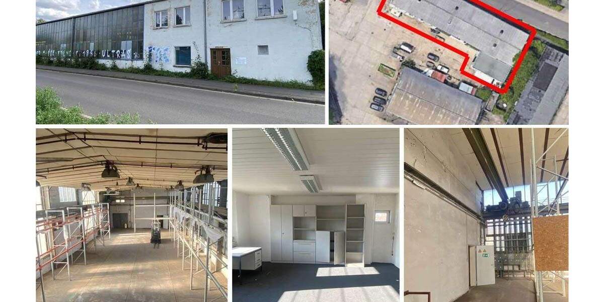 Freistehende Produktions- und Warmlagerhalle im eingezäunten Gewerbehof mit Krahnbahn, Rolltor, Büro, WC+Dusche, SP mögl. zimmer
