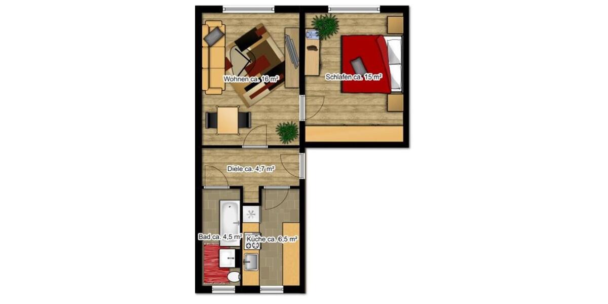Etagenwohnung Borna - 2 Zimmer, 46 m&sup2;, 255&euro; | Angebot:25274837