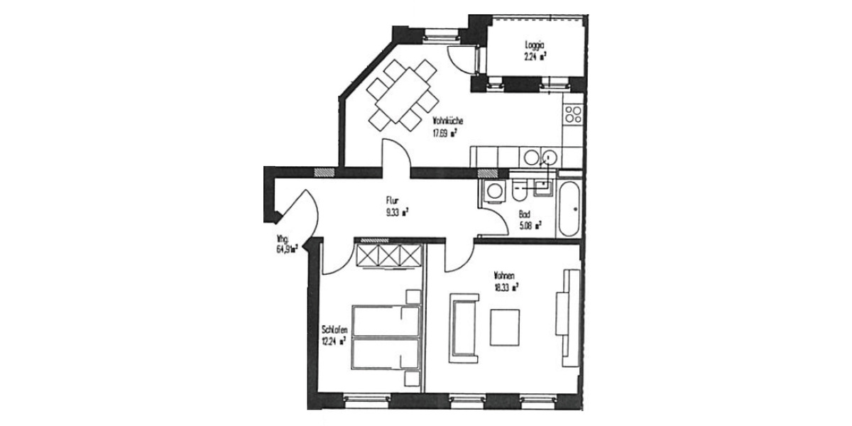 ZENTRUM NORD + 2 RAUM WOHNUNG ZUM KAUF + BALKON + LOGGIA - Etagenwohnung Leipzig Zentrum-Nord | Angebot:26442123