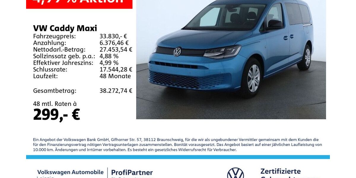 VW Caddy Maxi 30.533 km 33.830 &euro; Leipzig 04178