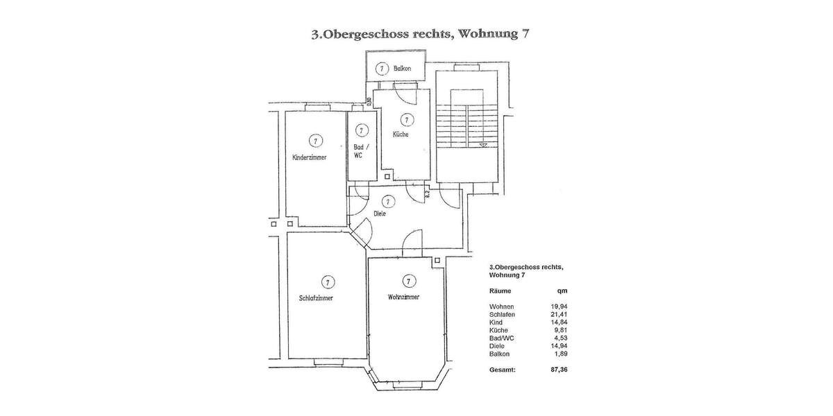 Etagenwohnung Leipzig Gohlis-Süd - 3 Zimmer, 87 m&sup2;, 250.000&euro; | Angebot:25361613