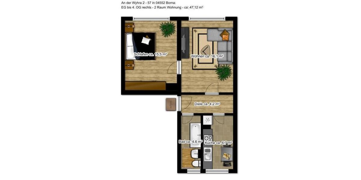 Attraktive Wohnung unweit der Wyhra – nur 10 Minuten zu Fuß in die Innenstadt! 2 zimmer