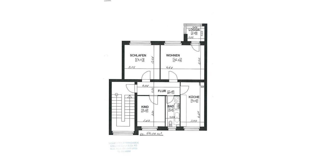 Etagenwohnung Leipzig Nord - 3 Zimmer, 64 m&sup2;, 600&euro; | Angebot:26214260