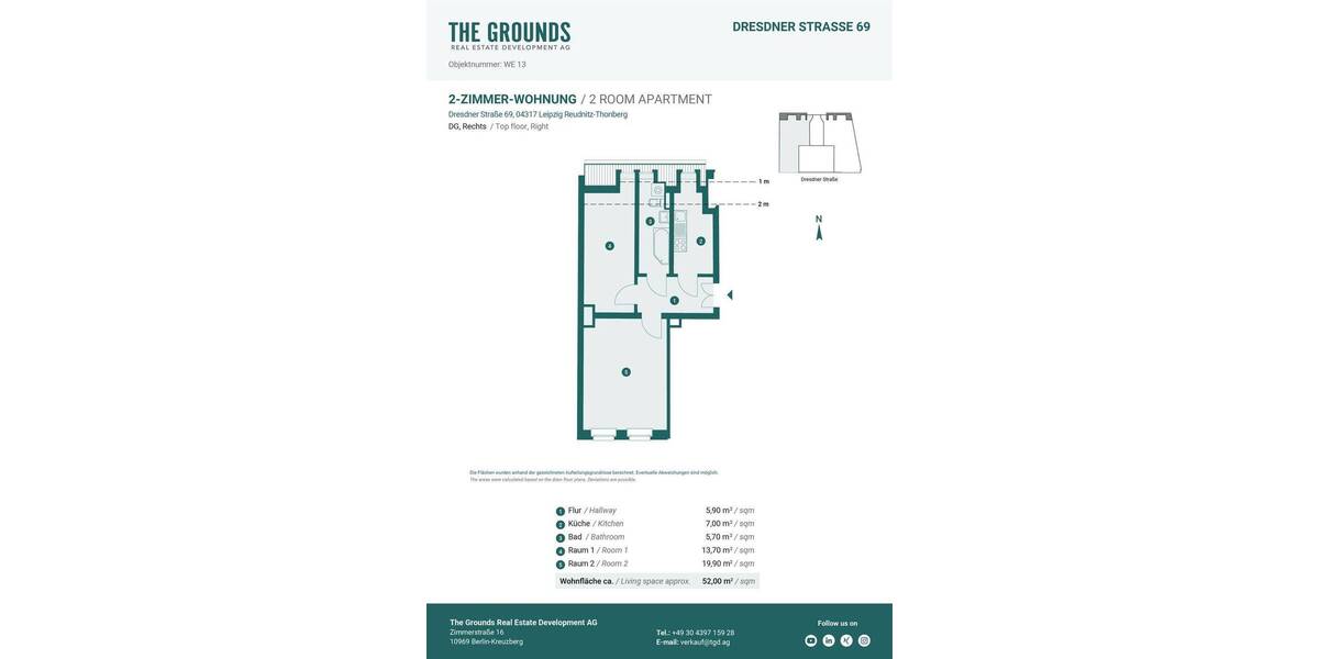 Etagenwohnung Leipzig Reudnitz-Thonberg - 2 Zimmer, 52 m&sup2;, 161.000&euro; | Angebot:26440148