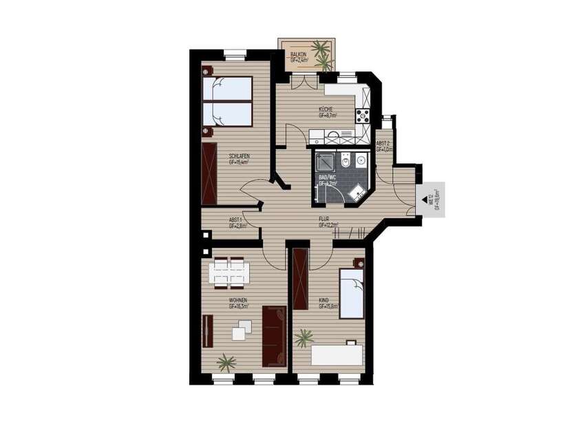 3-Zimmerwohnung mit Balkon im denkmalgeschützten MFH 3 zimmer