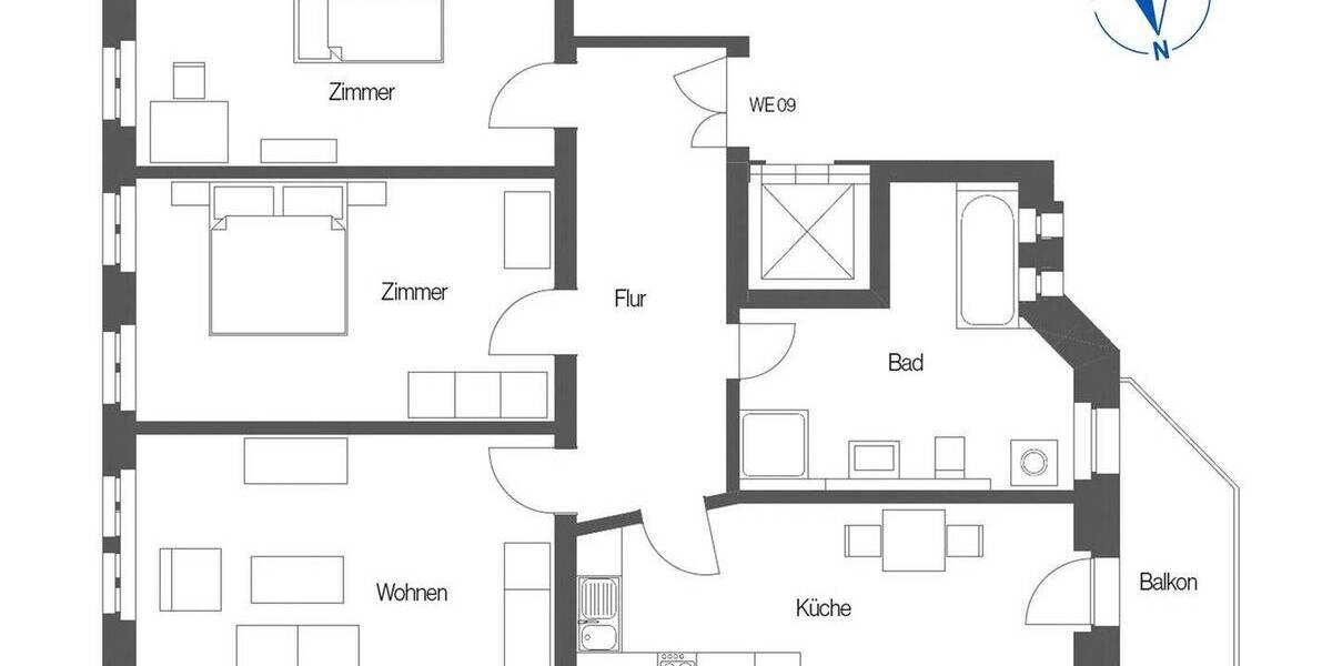 Etagenwohnung Leipzig Gohlis-Mitte - 3 Zimmer, 92 m&sup2;, 345.000&euro; | Angebot:26487008