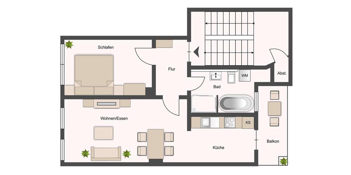 Etagenwohnung Leipzig Nordwest - 2 Zimmer, 65 m&sup2;, 808&euro; | Angebot:25379793