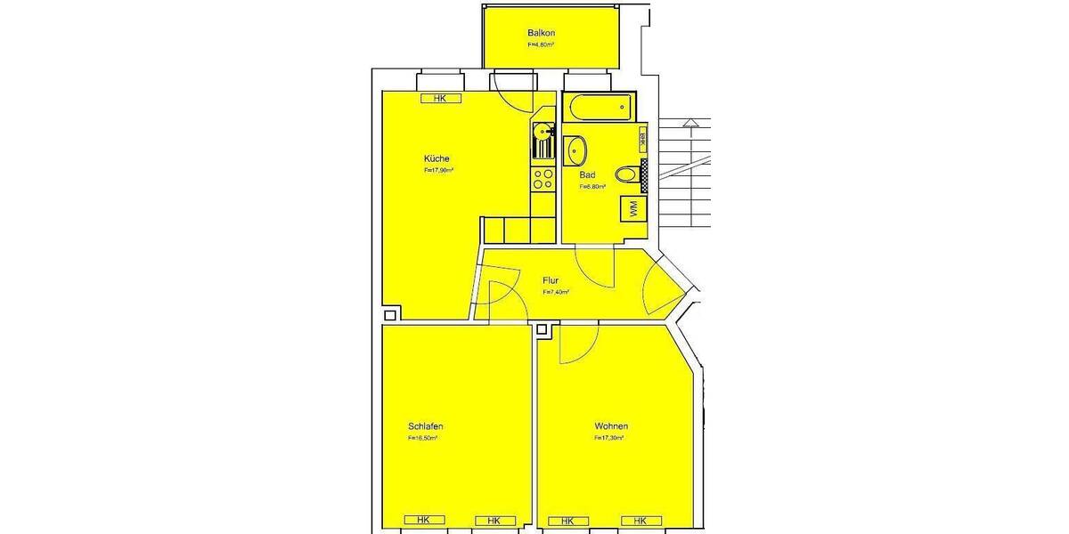 Etagenwohnung Leipzig Sellerhausen-Stünz - 2 Zimmer, 68 m&sup2;, 680&euro; | Angebot:26258796