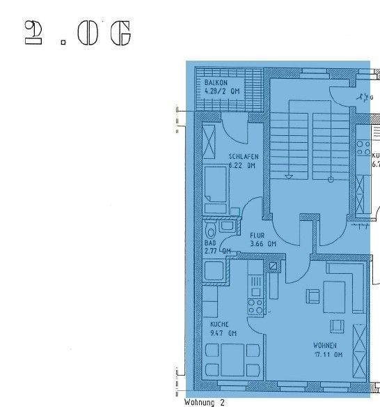 Etagenwohnung Leipzig Eutritzsch - 2 Zimmer, 43 m&sup2;, 373&euro; | Angebot:25400443