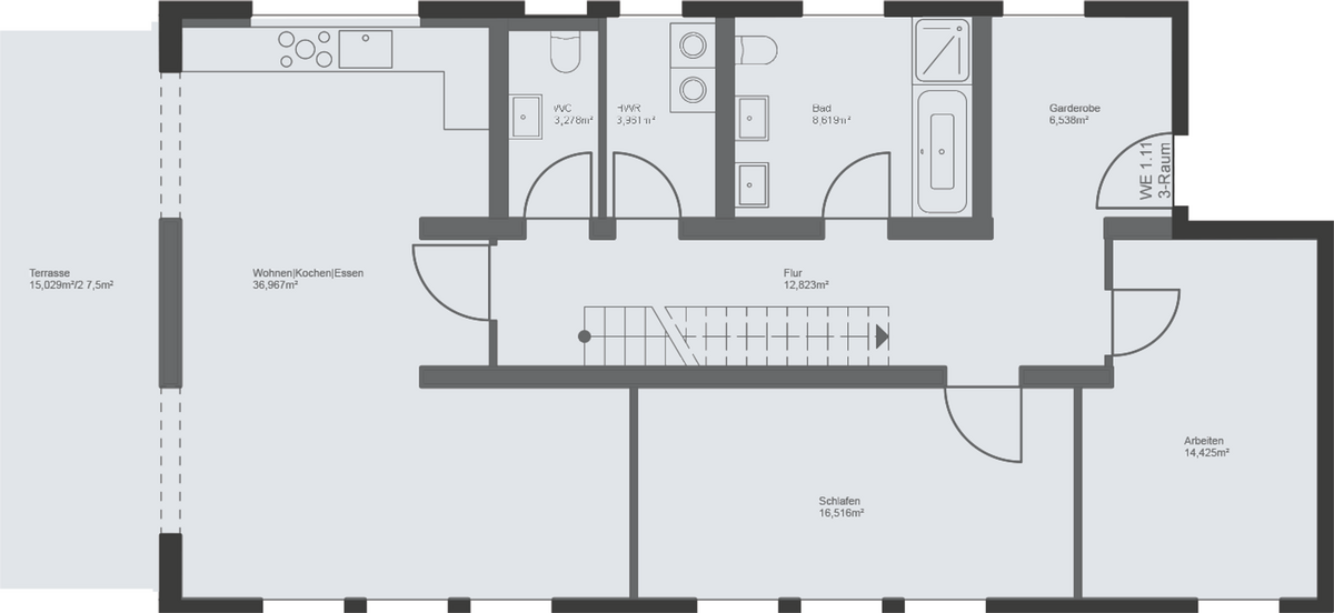 Urbanes Wohnen im Grünen – Exklusive 3-Zimmer-Gartenhauswohnung mit Dachterrasse 3 zimmer