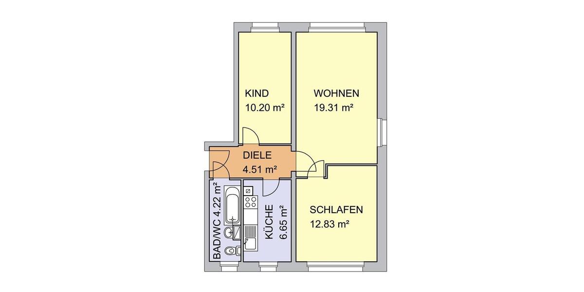 Etagenwohnung Sandersdorf-Brehna Brehna - 3 Zimmer, 58 m&sup2;, 350&euro; | Angebot:26338183